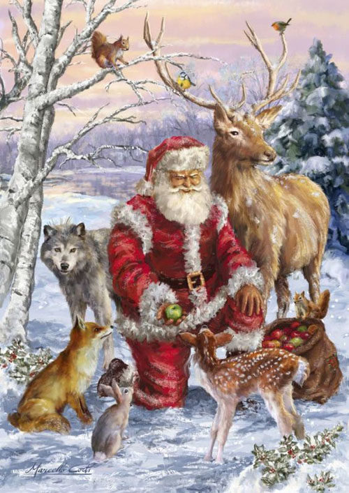 12 Weihnachtsmann Bilder mit Tieren11
