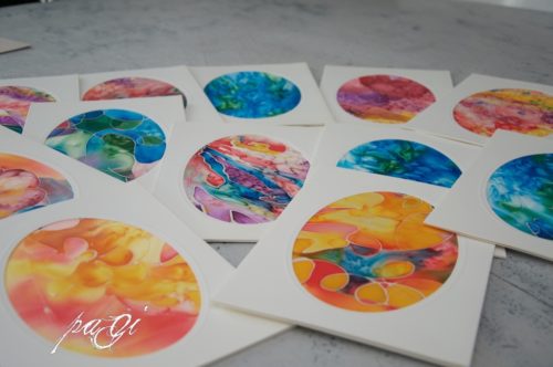 Kézzel festett selyem üdvözlőkártyák - DIY